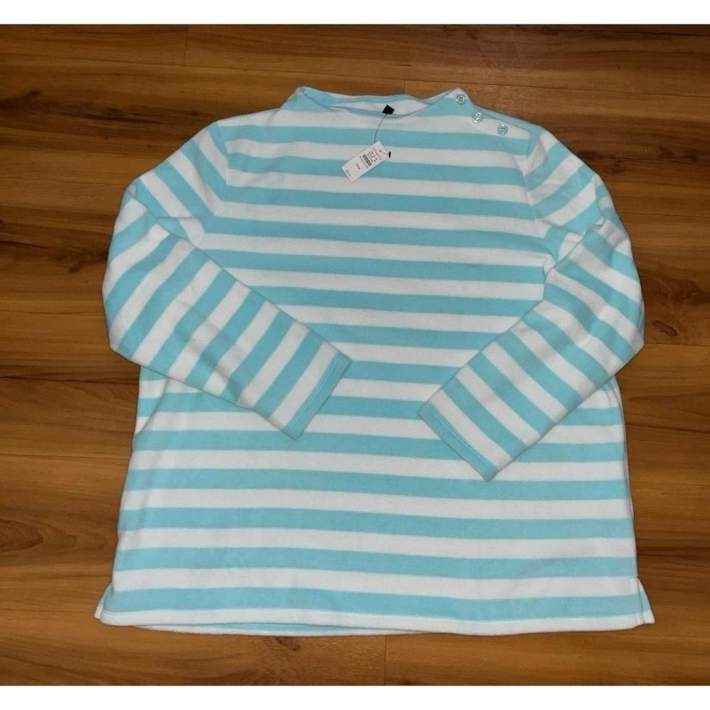 Womens NWT Talbots Microfiber Stripe Button Soft Funnel‎ Neck Sweater